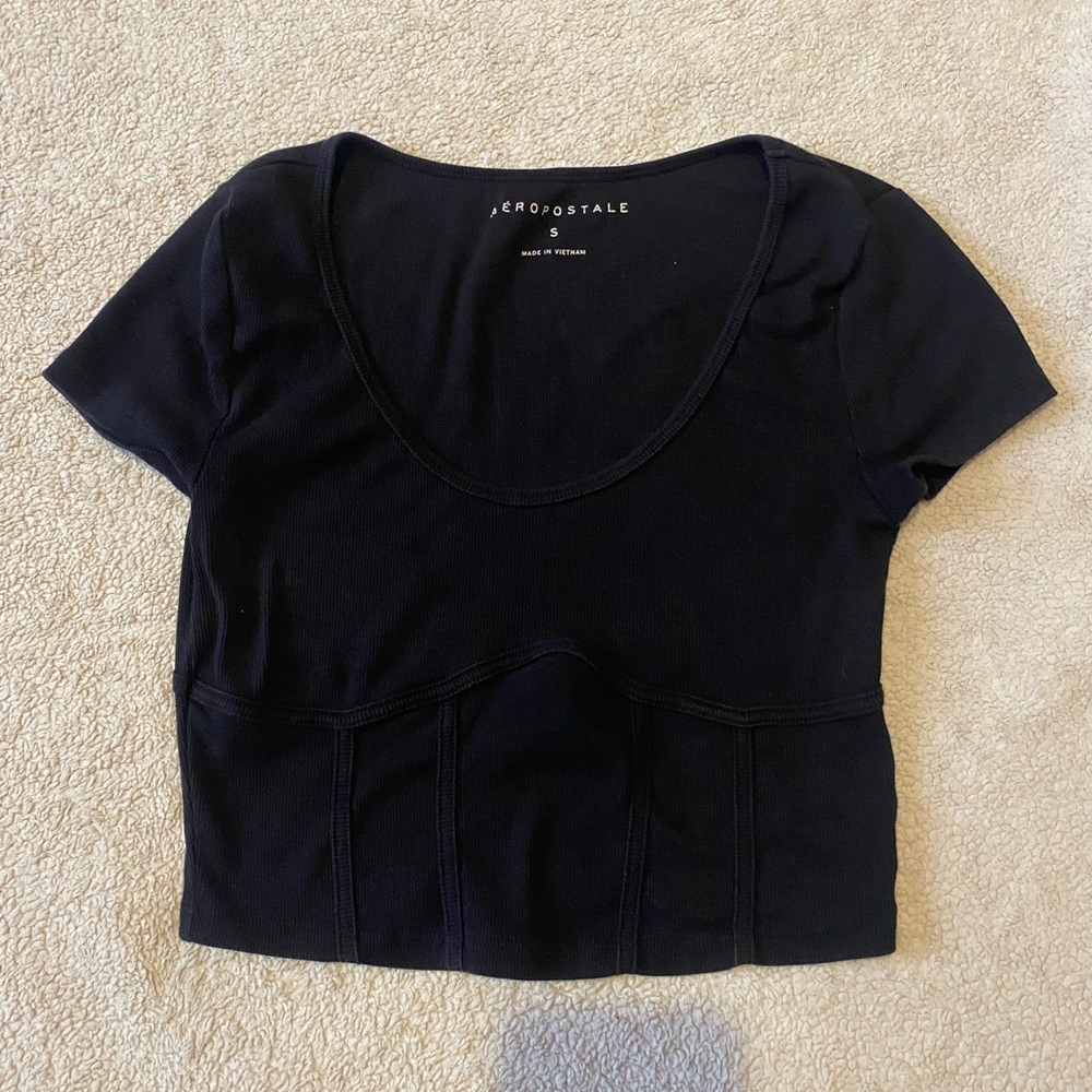 Aeropostale Black Fitted Crop T-Shirt